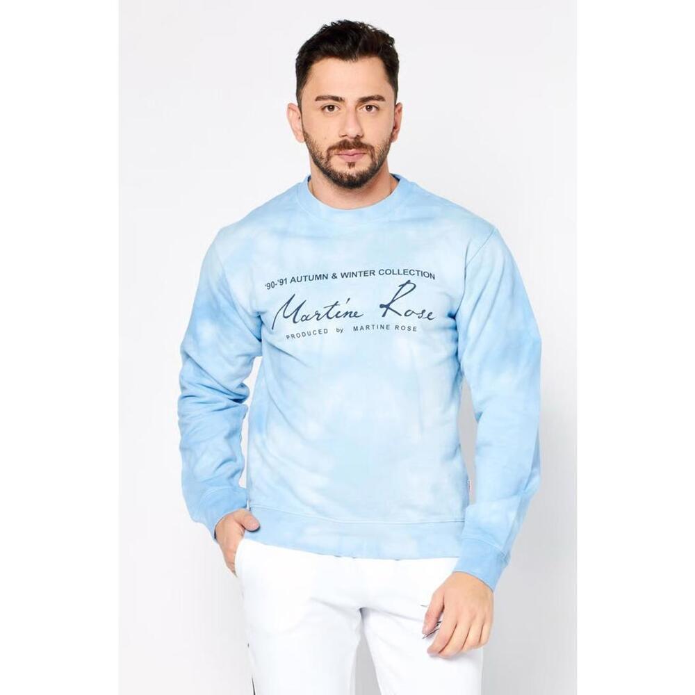 Authentic Martine Rose Tie dye Crewneck Light Blue Sweatshirt w/ Logo Size Small